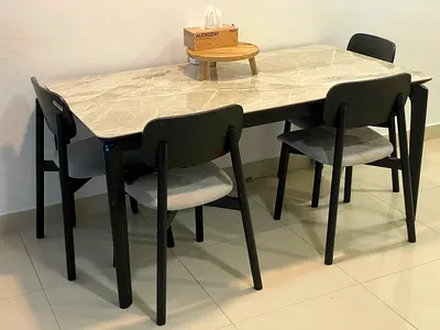 Charcoal 4-Seater Ceramic Top Dining Set with Chairs