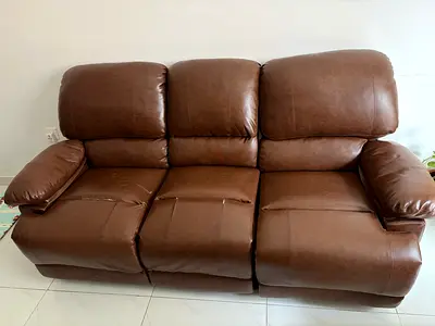 Brown 3-seater Recliner Sofa - Leatherette