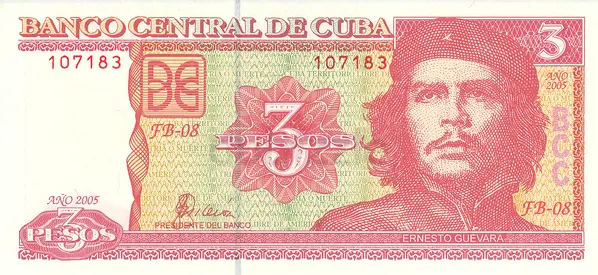 CUBA 3 PESOS BANKNOTE 2005