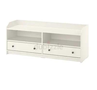 IKEA White TV Stand with Drawers and Open Shelves Good Condition