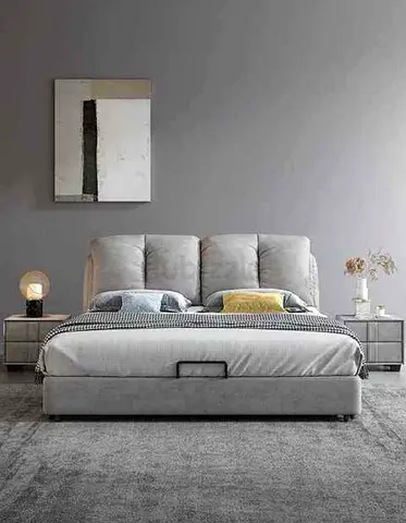 New Pillow Headboard Queen Low Profile Luxury bed with Hydraulic storage - Premium Quality