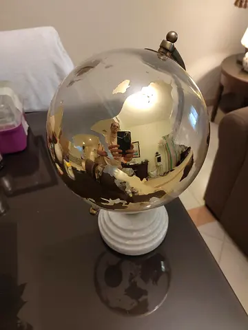 Decorative Brass Globe Table Lamp on Marble Base
