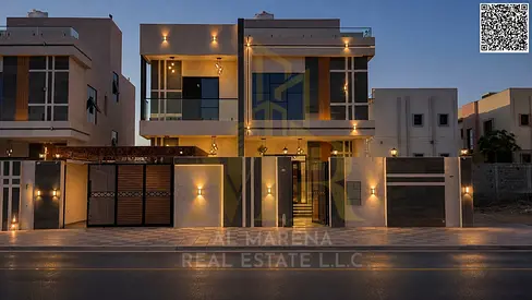 Luxury villa with a royal design in Al Rawda 2, high-end finishes, price includes electricity, water, and air conditioning.