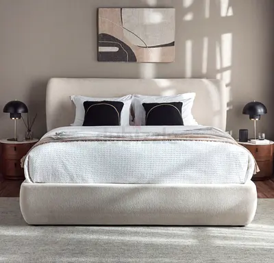 King size fabric beige bed for sale - in brand new condition
