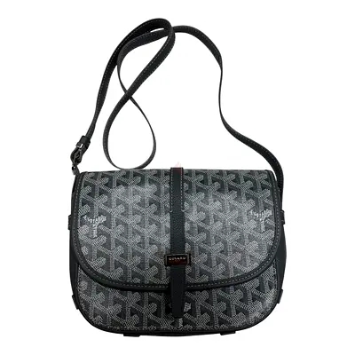 Authentic Goyard Belvedere 11 PM Grey Goyardine Coated Canvas and Leather Shoulder Bag