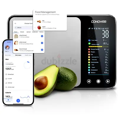 3286 - CONOYAR Smart Food Scale, Digital Kitchen Weight Scale with Nutritional Calculator, Weighing