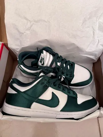 Nike Dunk Low-style green and white sneakers - Brand New, no negotiation.