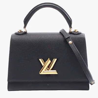 Louis Vuitton Twist One Handle MM Black Taurillon Leather Top Handle Bag