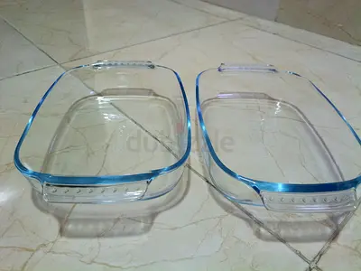 Set of 2 Clear Glass Oven Baking Dishes with Handles