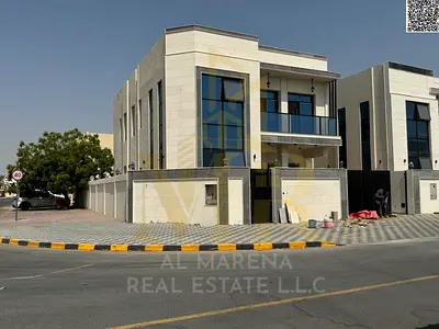 Luxurious corner villa for sale in Ajman, Al Muwaihat, price includes electricity, water, and sewage.