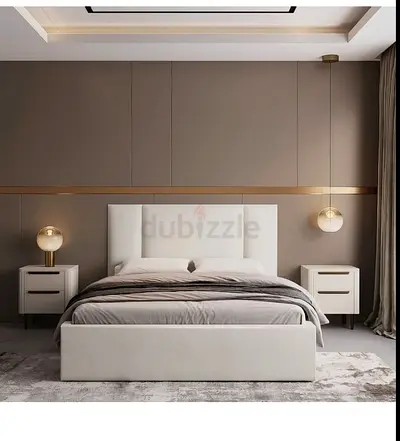Modern Upholstered Bed Set with Matching Nightstands