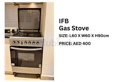 IFB 4-Burner Gas Stove with Oven - 60x60cm, Good Working Condition