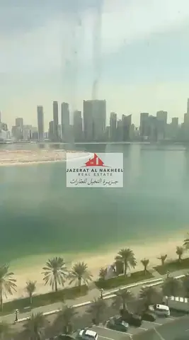 For sale: a unique apartment with a full view of Al Mamzar Beach, consisting of three bedrooms, a living room, a maid's room, and parking. The tower's