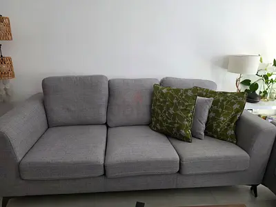 3- 2- Seater Grey Fabric Sofa in Good Condition