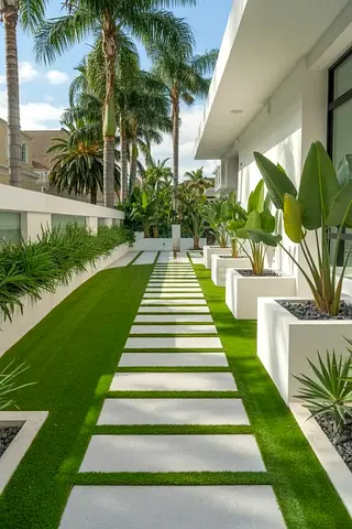 garden and outdoor landscaping including artificial grass, artificial plants