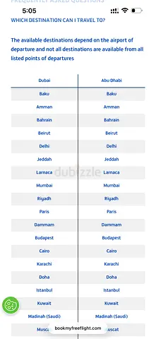Airline return Ticket to 14 destinations destinations worth 5000AED