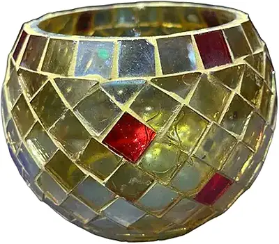 Mosaic Glass Tealight Candle Holder 7L x 7W x 7H centimeters