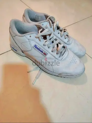 Used White Reebok Classic Leather Sneakers, Size 42