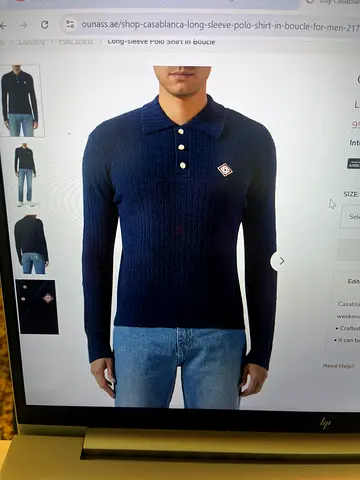 Casablanca Navy blue knit sweater with collar and button detail - size M