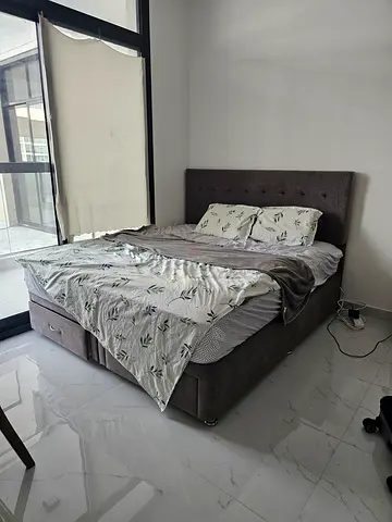 Bed frame soft fabric with storage