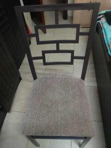 Steel dining chair with patterned upholstered seat - 6 piece