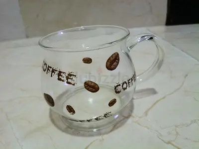 Glass Coffee Mug with Coffee Bean Design
