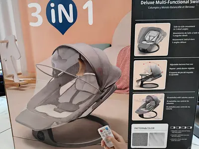 3-in-1 Deluxe Multi-Functional Baby Swing / Rocker with Remote (Grey)