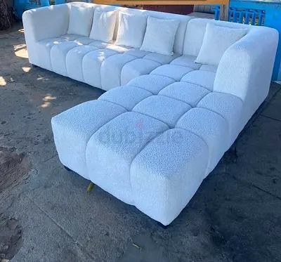 Modern Boucle Fabric Sofa with Cushions