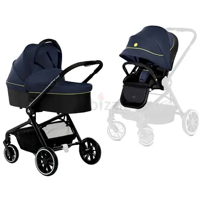 Navy Blue Travel System Stroller with Bassinet Attachment