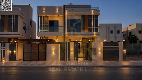 Luxury villa for sale in Al Rawda 2 | 5,000 sq ft | Two floors + roof | 5 master bedrooms | Majlis and living room with washrooms | Dining room | Mode