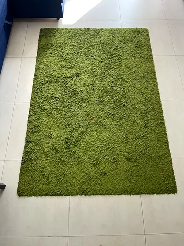 Green shaggy rug - good condition, soft pile