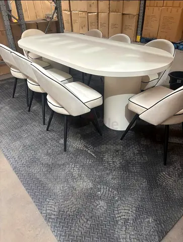 Microcement Dining Table with 8 chairs