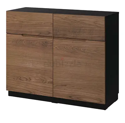 IKEA Small Sideboard / Console Table - Walnut Effect Fronts, Black Body