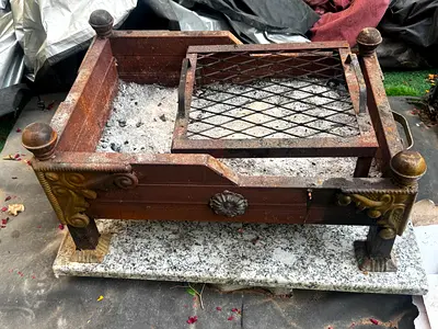 Used Square Cast Iron Charcoal BBQ Grill