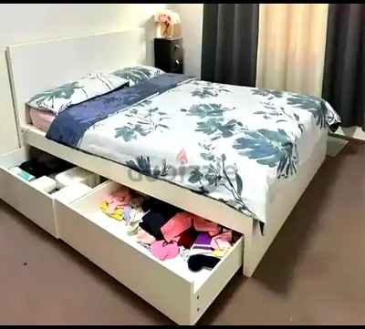 IKEA MALM King Size Bed + 2 Storage Drawers + Mattress