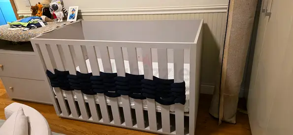 Modern Light Gray Wooden Baby Crib
