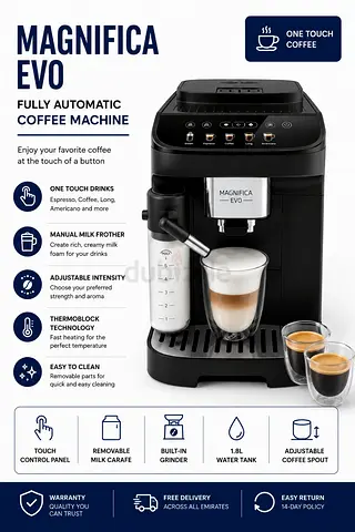 DeLonghi Magnifica Evo Fully Automatic Coffee Machine - Excellent Condition