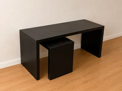 Modern Black Minimalist Desk with Matching Stool
