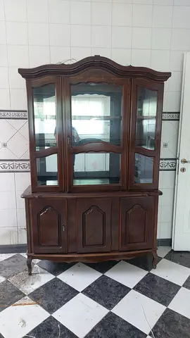 Wooden Display Cabinet with Glass Doors — Classic Design