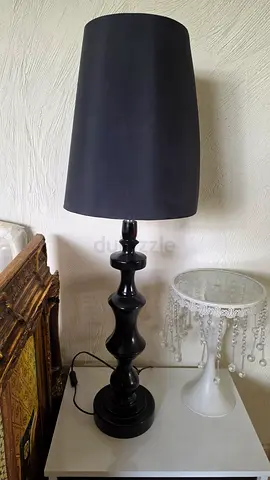 Black ceramic table lamp with black fabric shade