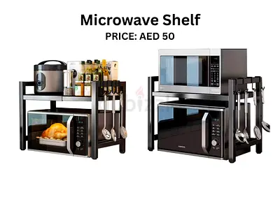Adjustable Microwave Shelf / Kitchen Appliance Rack - Black