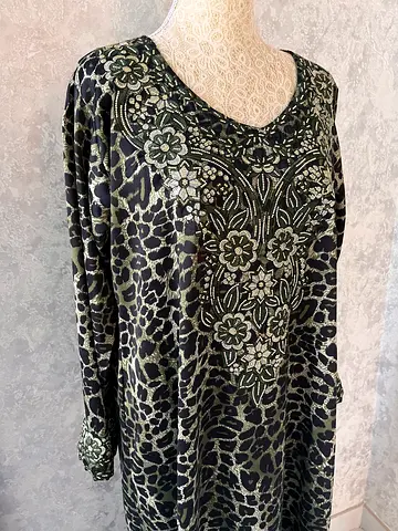 Leopard Print Arabic Dress Green black
