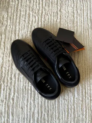 Zegna Black leather casual sneakers - new