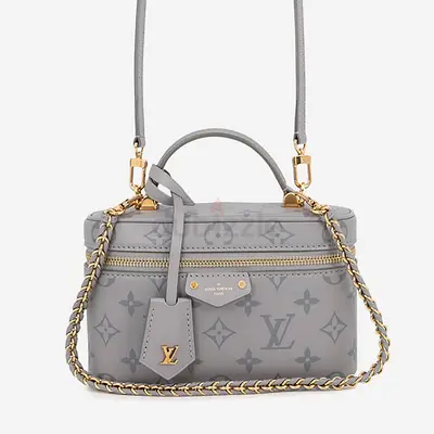 Louis Vuitton Vanity Chain Pouch Trianon Grey Calf Leather