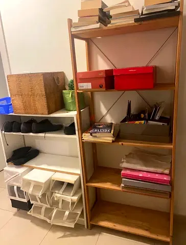 Wooden Open Shelves  Small White Shoe Organizer - Good Condition