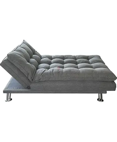 Grey Convertible Futon Sofa Bed with Metal Legs