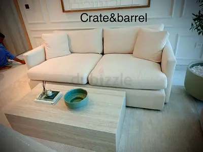 Beige color cratebarrel sofa