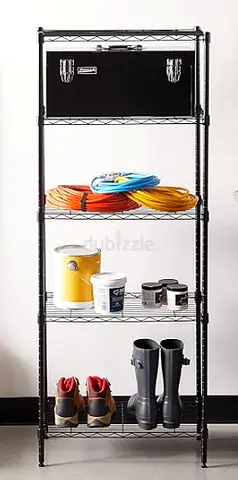 5-Tier Storage Shelving Unit with Adjustable Shelves, Black, 34 cm x 58.9 cm x 152.5 cm
