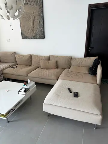 IKEA soferhamn sectional - Beige L-shaped Corner Sofa with Chaise