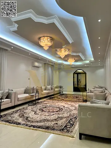 Stunning villa for sale, 5000 sq ft, including water, electricity, and air conditioning - Ajman, main street, freehold, open to all nationalities